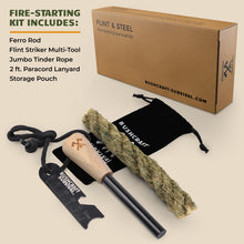Load image into Gallery viewer, Bushcraft Survival Fire Starter & Tinder Rope Combo - Bushcraft Survival