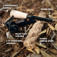 Load image into Gallery viewer, Bushcraft Survival Fire Starter & Tinder Rope Combo - Bushcraft Survival