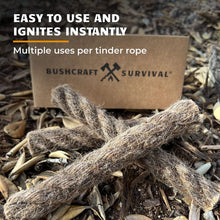 Load image into Gallery viewer, Buschcraft Survival Jumbo Jute Rope - Waterproof Tinder Rope - Camping and Backpacking Fire Starter - Bushcraft Survival