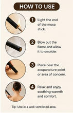 Load image into Gallery viewer, Smokeless Moxa Sticks for Moxibustion Therapy - 5 Pack - Low Smoke Acupuncture Heat Therapy Rolls for Relaxation, Wellness, Massage, &amp; Traditional Chinese Medicine Use – Long Burning &amp; Portable
