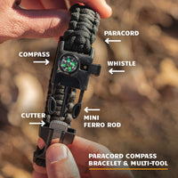 Bushcraft Survival Fire Starter & Paracord Survival Bracelet with Compass - Bushcraft Survival