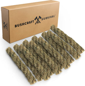 Buschcraft Survival Jumbo Jute Rope - Waterproof Tinder Rope - Camping and Backpacking Fire Starter - Bushcraft Survival