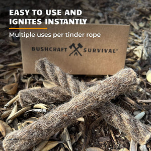 Buschcraft Survival Jumbo Jute Rope - Waterproof Tinder Rope - Camping and Backpacking Fire Starter - Bushcraft Survival